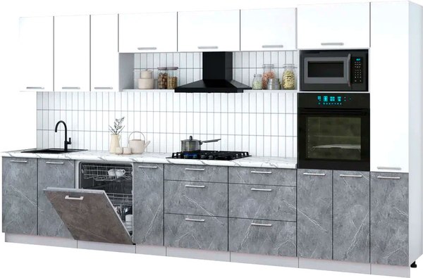 Кухонный гарнитур Интерлиния Мила Gloss 3.8-ПМ1 - фото