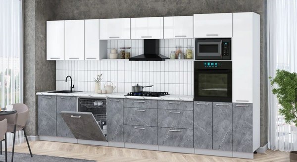 Кухонный гарнитур Интерлиния Мила Gloss 3.8-ПМ1