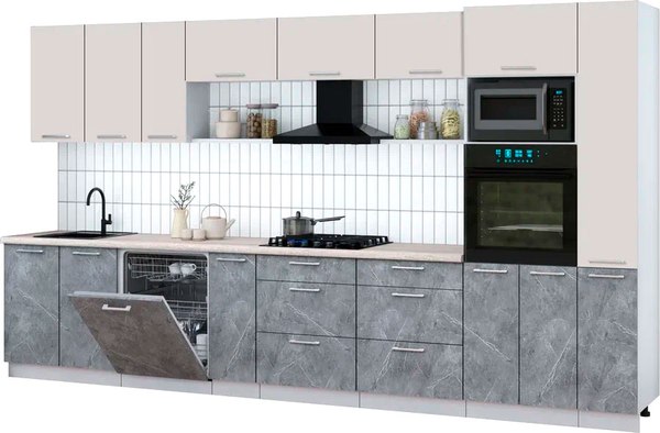 Кухонный гарнитур Интерлиния Мила Gloss 3.8-ПМ1 - фото