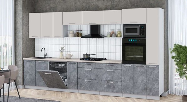 Кухонный гарнитур Интерлиния Мила Gloss 3.8-ПМ1