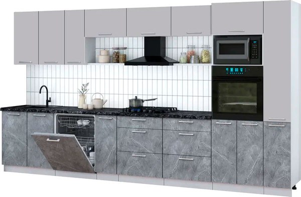 Кухонный гарнитур Интерлиния Мила Gloss 3.8-ПМ1 - фото