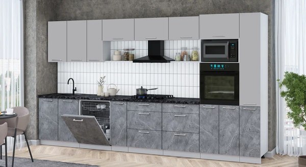 Кухонный гарнитур Интерлиния Мила Gloss 3.8-ПМ1