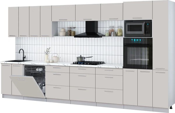 Кухонный гарнитур Интерлиния Мила Gloss 3.9-ПМ1 - фото
