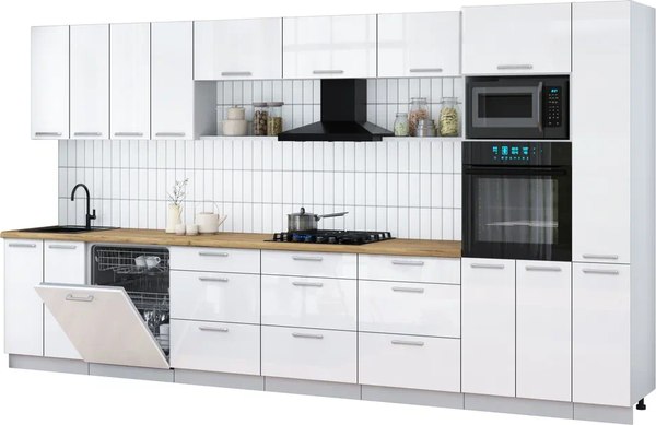 Кухонный гарнитур Интерлиния Мила Gloss 3.9-ПМ1 - фото