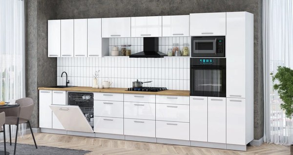 Кухонный гарнитур Интерлиния Мила Gloss 3.9-ПМ1