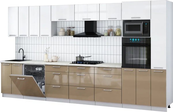 Кухонный гарнитур Интерлиния Мила Gloss 3.9-ПМ1 - фото