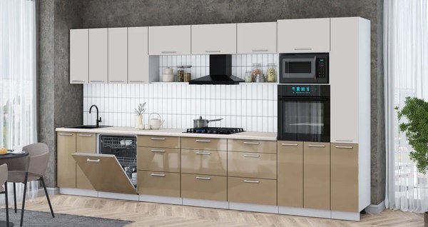 Кухонный гарнитур Интерлиния Мила Gloss 3.9-ПМ1