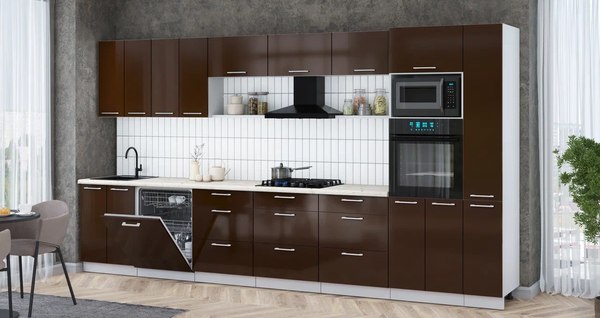 Кухонный гарнитур Интерлиния Мила Gloss 3.9-ПМ1