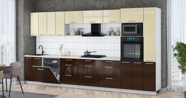 Кухонный гарнитур Интерлиния Мила Gloss 3.9-ПМ1