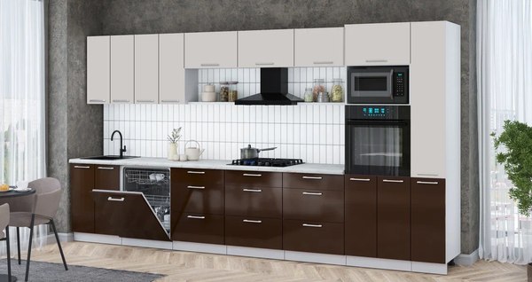 Кухонный гарнитур Интерлиния Мила Gloss 3.9-ПМ1