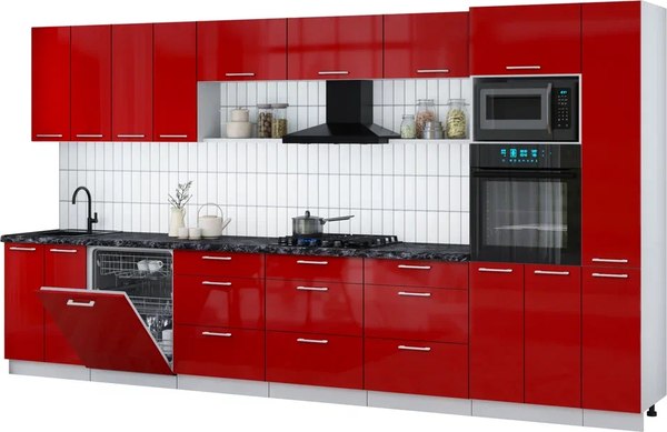 Кухонный гарнитур Интерлиния Мила Gloss 3.9-ПМ1 - фото