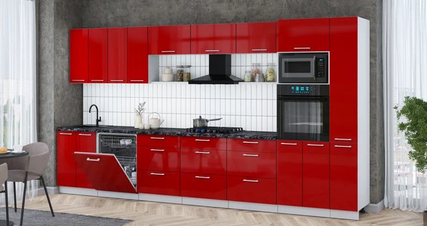 Кухонный гарнитур Интерлиния Мила Gloss 3.9-ПМ1