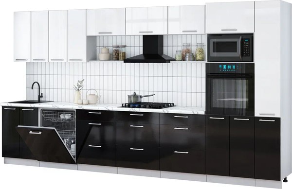 Кухонный гарнитур Интерлиния Мила Gloss 3.9-ПМ1 - фото