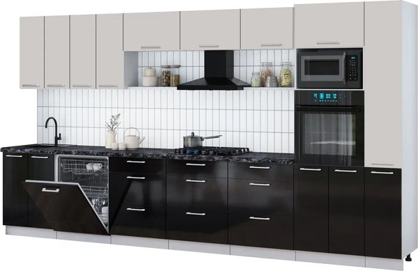Кухонный гарнитур Интерлиния Мила Gloss 3.9-ПМ1 - фото
