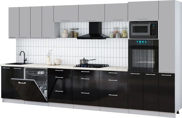 Кухонный гарнитур Интерлиния Мила Gloss 3.9-ПМ1 - фото