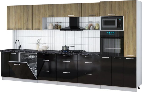 Кухонный гарнитур Интерлиния Мила Gloss 3.9-ПМ1 - фото