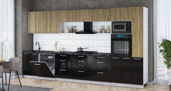 Кухонный гарнитур Интерлиния Мила Gloss 3.9-ПМ1