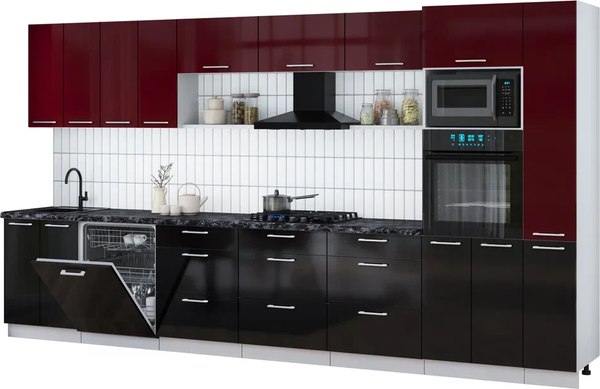 Кухонный гарнитур Интерлиния Мила Gloss 3.9-ПМ1 - фото