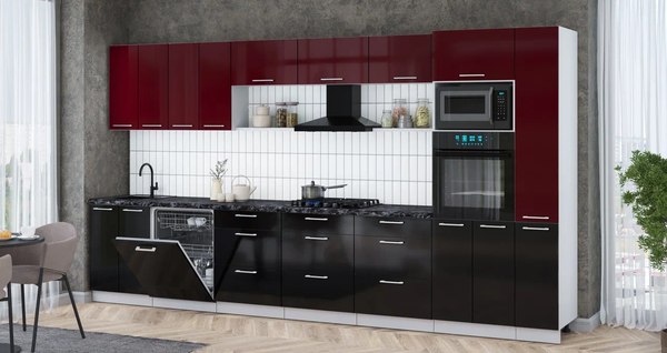 Кухонный гарнитур Интерлиния Мила Gloss 3.9-ПМ1