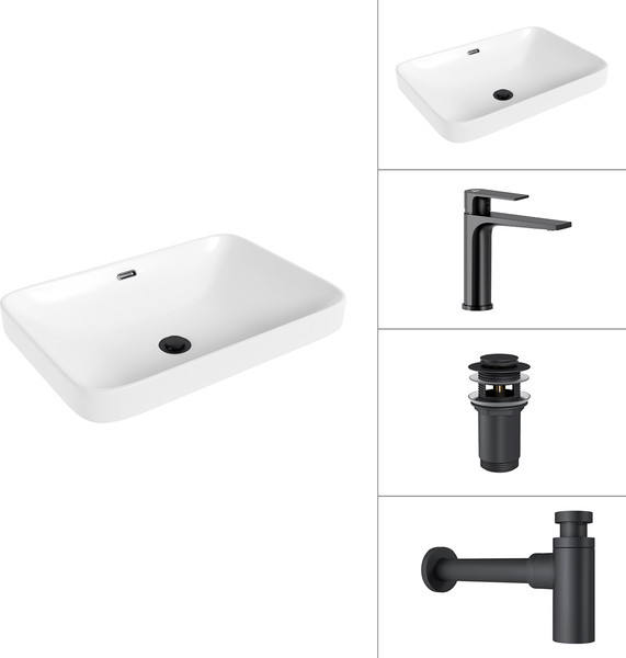 Умывальник со смесителем Lauter 21441B + Reef 21CK678BS + сифон 21635B + донный клапан 21190B - фото