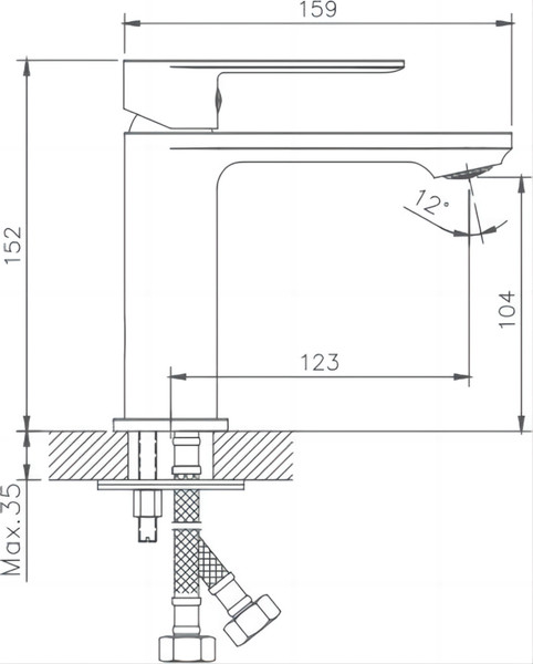 Умывальник со смесителем Lauter 21441B + Moon 21СK691C с донным клапаном 21190CH