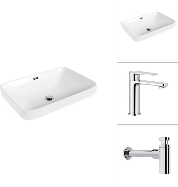 Умывальник со смесителем Lauter 21441B + Moon 21СK691C с сифоном 21635CH - фото