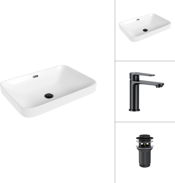 Умывальник со смесителем Lauter 21441B + Moon 21СК691BS с донным клапаном 21190B - фото