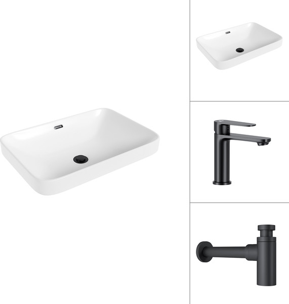 Умывальник со смесителем Lauter 21441B + Moon 21СК691BS с сифоном 21635B - фото