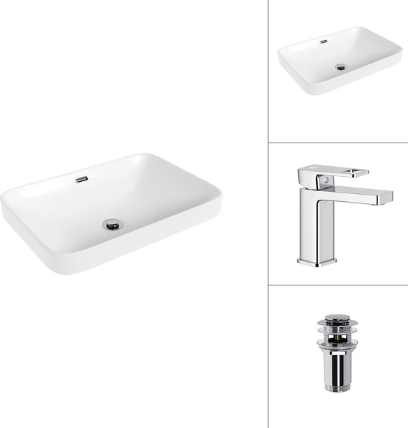 Умывальник со смесителем Lauter 21441B + Cascade 21СК655C с донным клапаном 21190CH - фото