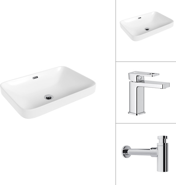 Умывальник со смесителем Lauter 21441B + Cascade 21СК655C с сифоном 21635CH - фото