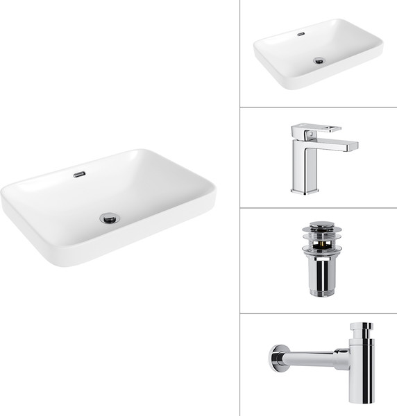 Умывальник со смесителем Lauter 21441B + Cascade 21СК655C + сифон 21635CH + донный кл. 21190CH - фото