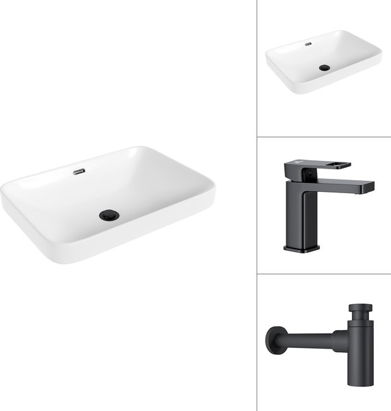 Умывальник со смесителем Lauter 21441B + Cascade 21СК655BS с сифоном 21635B - фото