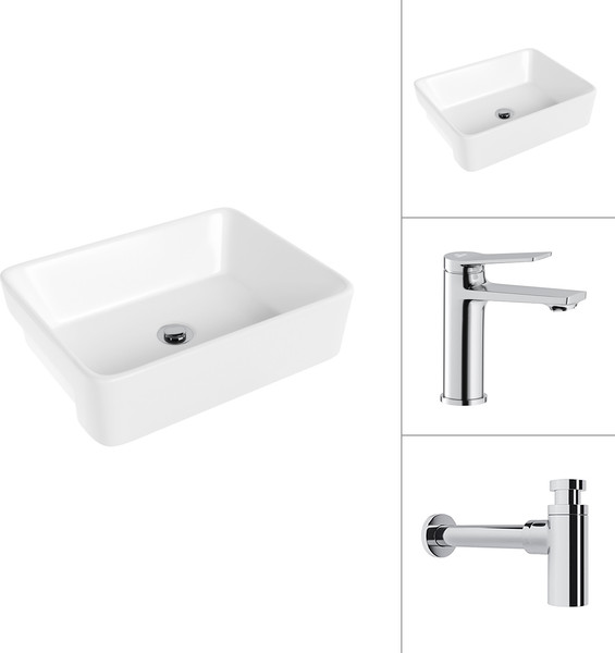 Умывальник со смесителем Lauter 21675 + Silk 21CK572С с сифоном 21635CH - фото