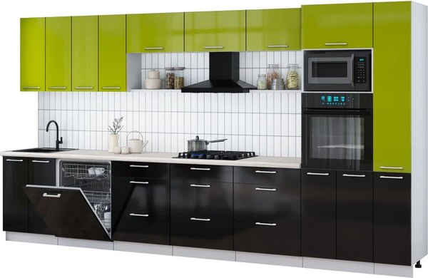 Кухонный гарнитур Интерлиния Мила Gloss 3.9-ПМ1 - фото