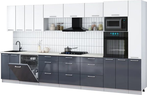 Кухонный гарнитур Интерлиния Мила Gloss 3.9-ПМ1 - фото
