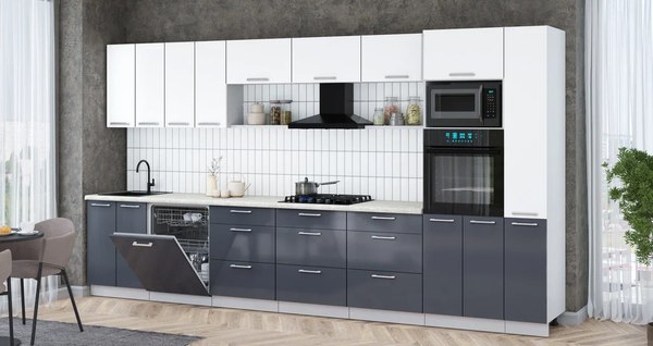 Кухонный гарнитур Интерлиния Мила Gloss 3.9-ПМ1