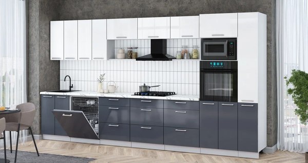 Кухонный гарнитур Интерлиния Мила Gloss 3.9-ПМ1