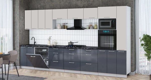 Кухонный гарнитур Интерлиния Мила Gloss 3.9-ПМ1