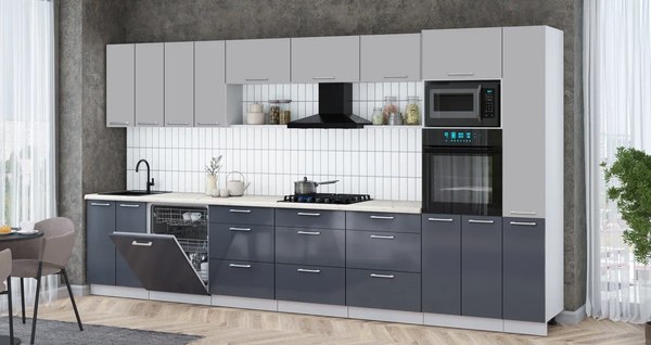 Кухонный гарнитур Интерлиния Мила Gloss 3.9-ПМ1