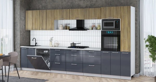 Кухонный гарнитур Интерлиния Мила Gloss 3.9-ПМ1