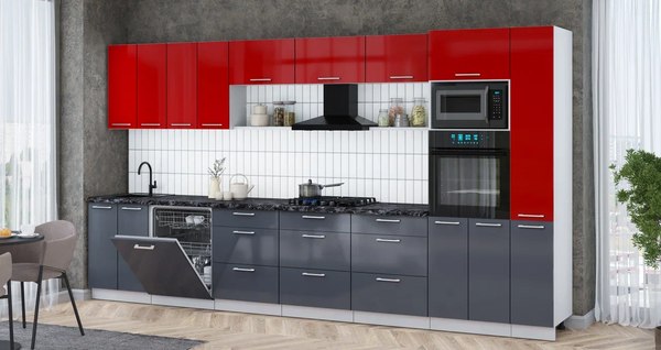 Кухонный гарнитур Интерлиния Мила Gloss 3.9-ПМ1