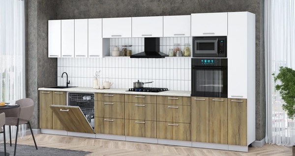 Кухонный гарнитур Интерлиния Мила Gloss 3.9-ПМ1