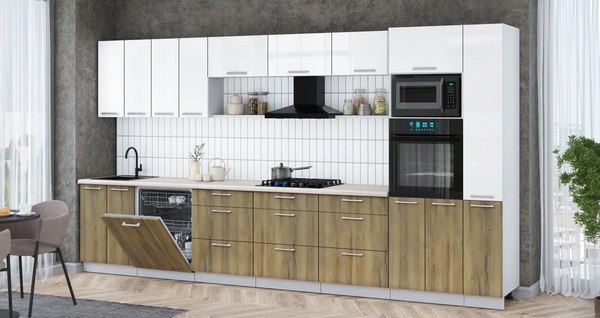 Кухонный гарнитур Интерлиния Мила Gloss 3.9-ПМ1