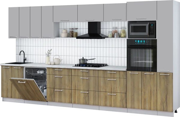 Кухонный гарнитур Интерлиния Мила Gloss 3.9-ПМ1 - фото