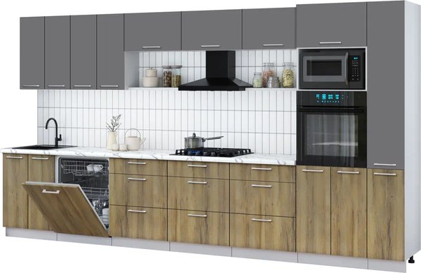 Кухонный гарнитур Интерлиния Мила Gloss 3.9-ПМ1 - фото