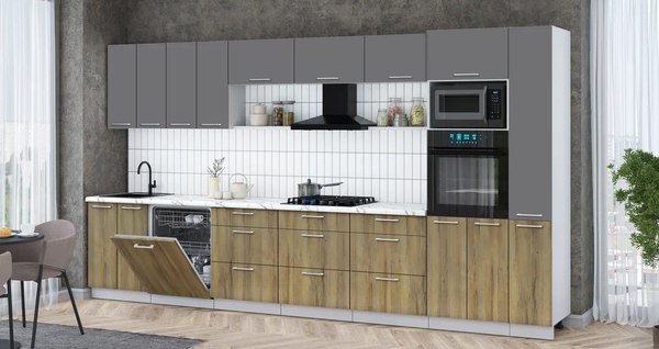 Кухонный гарнитур Интерлиния Мила Gloss 3.9-ПМ1