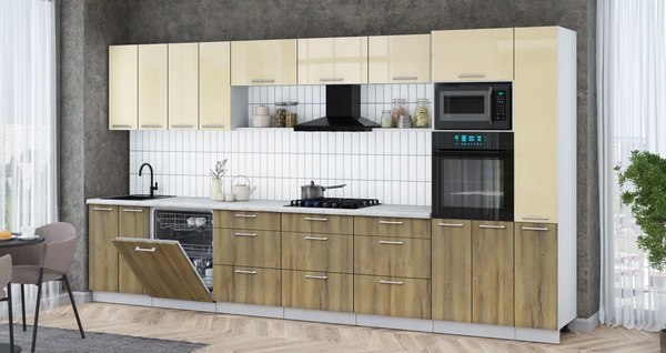 Кухонный гарнитур Интерлиния Мила Gloss 3.9-ПМ1