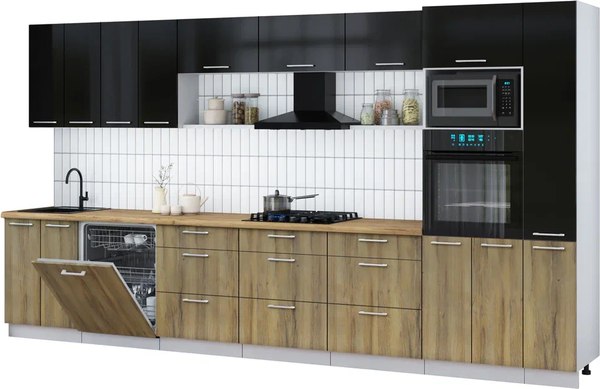 Кухонный гарнитур Интерлиния Мила Gloss 3.9-ПМ1 - фото