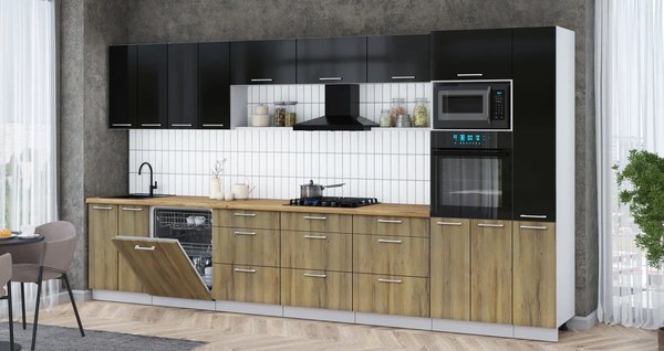 Кухонный гарнитур Интерлиния Мила Gloss 3.9-ПМ1