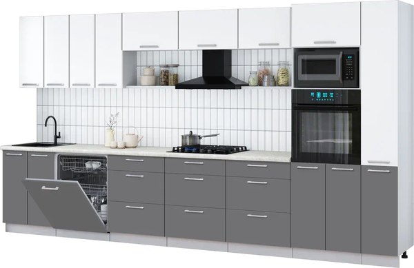 Кухонный гарнитур Интерлиния Мила Gloss 3.9-ПМ1 - фото